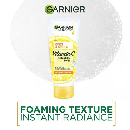 Garnier Even & Matte Cleansing Foam 100ml With Vitamin C And Lemon - Visibly Even And Restores Skin Glow